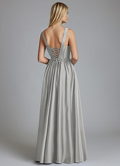 Azazie Delmie Brudtärnklänningar Klä av A-Linje i Stretch Satin Korsett Silver image2