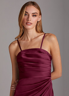 Azazie Lexie Final Sale Mulberry Sheath Strapless Stretch Satin Convertible Dress image2
