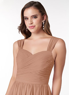 Azazie Zapheira Brudtärnklänningar Klänning av A-Linje i Chiffong Ruched Champagne Ros image5