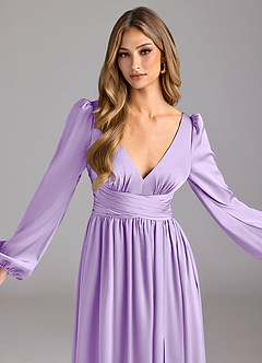 Azazie Norah Bridesmaid Dresses Lilac A-Line Stretch Satin Dress image5