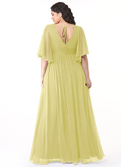 Azazie Temeka Bridesmaid Dresses Lemon Sorbet A-Line Ruched Chiffon Dress image8