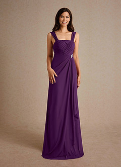 Azazie Clinton Mother of the Bride Dresses Grape A-Line Pleated Mesh Dress image7