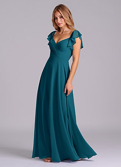 Azazie Leilani Bridesmaid Dresses Ink Blue A-Line Pleated Chiffon Dress image4