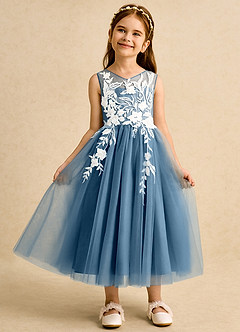 Azazie Sundae Abiti da Ragazza di Fiori Abito Principessa in Pizzo Bermuda image6