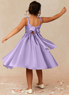Azazie Cutie Pie Flower Girl Dresses Lilac A-Line Pleated Matte Satin Dress image2