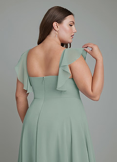 Azazie Leilani Bridesmaid Dresses Silver Sage A-Line Pleated Chiffon Dress image8