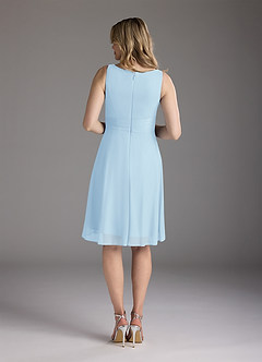 Azazie Sunny Kleider für die Brautmutter A-Linie Plissee Gittergewebe Kleid Himmelblau image6
