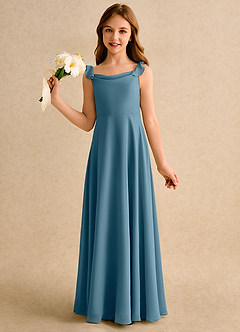 Azazie Puppy Girls Formal Flower Girl Dresses Bermuda A-Line Pleated Chiffon Dress image3