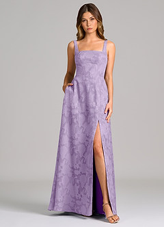 Azazie Debra Bridesmaid Dresses Lilac A-Line with Pockets Floral Burnout Dress image5