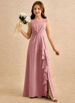 Azazie Chibi Girls Formal Flower Girl Dresses Dusty Rose A-Line Pleated Chiffon Dress image1