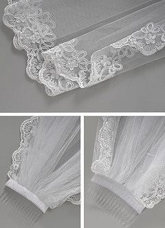 front Juliette Lace Waist Length Veil