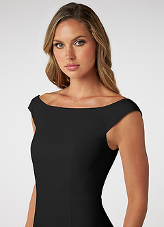 Azazie Nicolina Bridesmaid Dresses Black Mermaid Square Neckline Stretch Crepe Dress image5