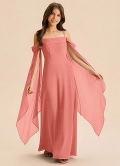 Azazie Moana Junior Linia A Pofałdowany Szyfon Długość podłogi Młodsza druhna Sukienka image1