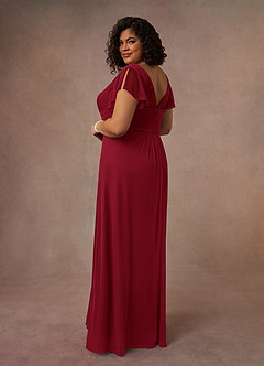 Azazie Reneya Mother of the Bride Dresses Burgundy A-Line Pleated Mesh Dress image9