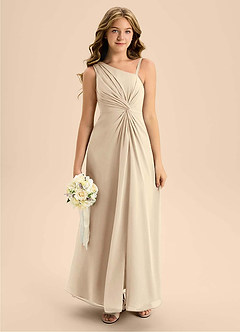 Azazie Brooke Junior Jurk van Chiffon met A-Lijn Zijsplit Champagne image1