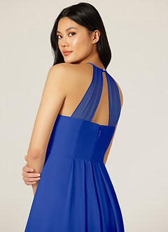 Azazie Sarah Brautjungfernkleider Empire Plissee Chiffon Kleid Königsblau image7