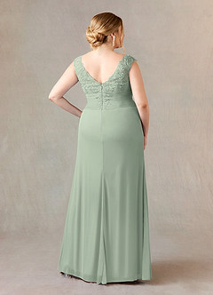 Azazie Edelin Mother of the Bride Dresses Dusty Sage A-Line Sweetheart Neckline Pleated Mesh Dress image9