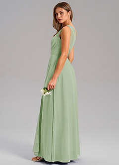 Azazie Phaedra Bridesmaid Dresses Dusty Sage A-Line One Shoulder Chiffon Dress image14