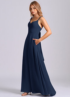 Azazie Beatrice Bridesmaid Dresses Dark Navy A-Line Sweetheart Neckline Chiffon Dress image5