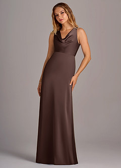 Azazie Wrenlee Bridesmaid Dresses Ganache A-Line Stretch Satin Dress image3