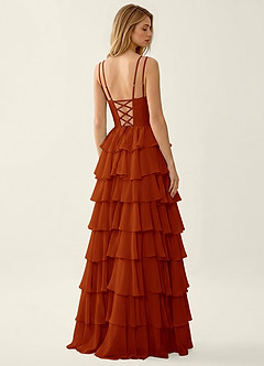 Celeste Paprika Ruffled A-line Prom Dress image5