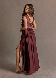 Anna Wine Plunging Back Maxi Dress image2