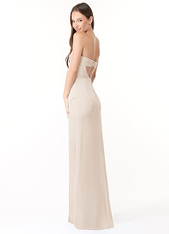 Azazie Leonis Brautjungfernkleider Wandelbar Meerjungfrau-Linie Plissee Stretch-Satin Kleid Alabaster Weiß image7