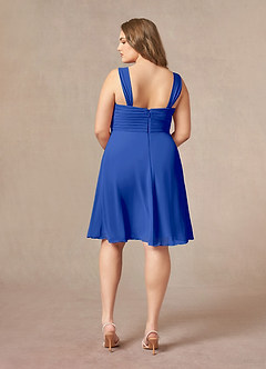 Azazie Olivia Kleider für die Brautmutter A-Linie Quadratischer Ausschnitt Gefaltet Chiffon Kleid Königsblau image11