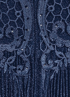 Upstudio Vandalia Abiti per la Madre della Sposa Abito A-Line in Maglia Luccicante con Scollo a V Marino Scuro image7