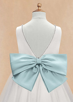 Azazie Seline Flower Girl Dresses Ivory Mist A-Line Bow Tulle Dress image9