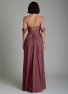 Azazie Loisa Bridesmaid Dresses Sangria A-Line Corset Chiffon Convertible Dress image2