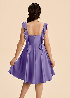 Azazie Kira Junior Tahiti A-Line Ruched Stretch Satin Dress image2