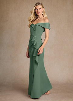 Azazie Laredo Mother of the Bride Dresses Eucalyptus Mermaid Off the Shoulder Stretch Crepe Dress image2
