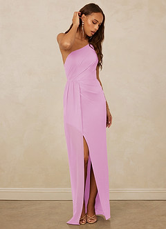Christian Siriano Bridal for Azazie 1003 Bridesmaid Dresses Candy Pink Sheath One Shoulder Chiffon Dress image3