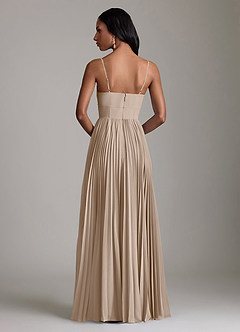 Azazie Akiko Robes de demoiselle d'honneur Robe Trapèze en Mousseline de soie Décolleté en cœur Taupe image5