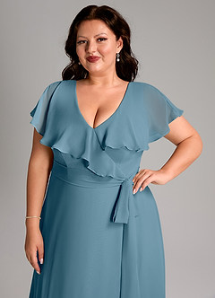 Azazie Lainey Bridesmaid Dresses Bermuda A-Line with Pockets Chiffon Dress image13