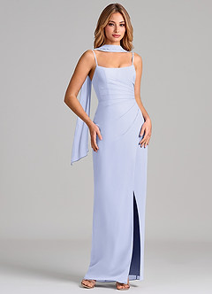 Azazie Calandra Suknie dla druhen Osłona Pofałdowany Szyfon Do ziemi Sukienka image1