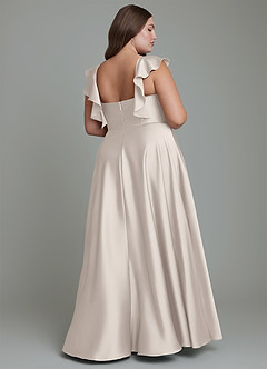 Azazie Leilani Bridesmaid Dresses White Alabaster A-Line Ruched Stretch Satin Dress image11