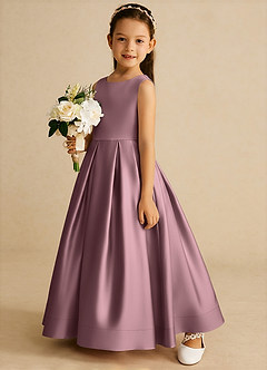 Azazie Cailee Robe Demoiselle D'honneur Fillette Robe Princesse en Mat Satiné Plissée Mauve Vintage image2
