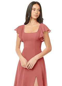 Azazie Bondi Šaty pro družičky A-Line S volánky Šifón Délka po kotníky Šaty image6