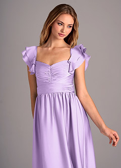 Azazie Anaya Robes de demoiselle d'honneur Robe Trapèze Convertible en Satin extensible Encolure en Forme de Cœur Lilas image6