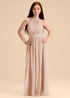 Azazie Malone Junior Abito A-Line in Chiffon Plissettato Rosa Inglese image7