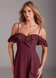 Azazie Lyra Bridesmaid Dresses Cabernet A-Line Chiffon Convertible Dress image2