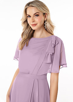 Azazie Aaliyah Modest Bridesmaid Dresses A-Line Scoop Pleated Chiffon Floor-Length Dress image5