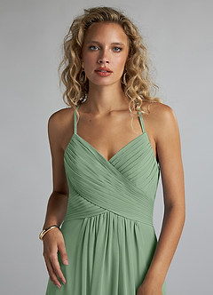 Azazie Haleigh Venta Final Vestido de Burgundy de Gasa de Corte en A con Plisado image5