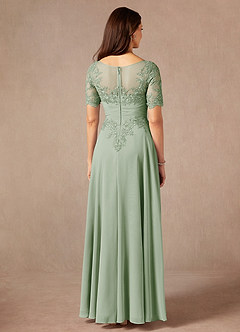 Azazie Raissa Mother of the Bride Dresses Dusty Sage A-Line Lace Chiffon Dress image2