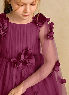 Azazie Staria Robe Demoiselle D'honneur Fillette Robe Princesse en Tulle Rayé Mûre image10