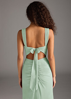 Azazie Jesaphine Bridesmaid Dresses Agave Sheath Bow Chiffon Dress image6