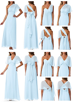Azazie Fifi Bridesmaid Dresses Sky Blue A-Line Strapless Chiffon Convertible Dress image10