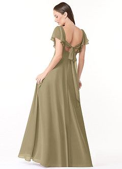 Azazie Syenna Robes de demoiselle d'honneur Robe Trapèze en Mousseline de soie Rayé Vert Mousse image2